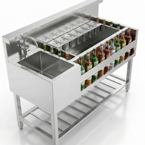 THÙNG CHỨA ĐÁ INOX CÓ BỒN RỬA